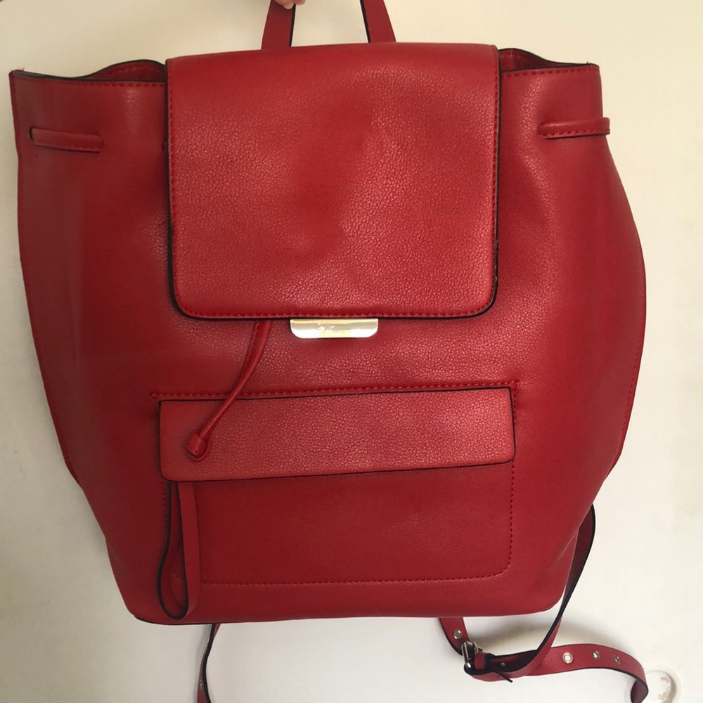 Red leather Zara book bag